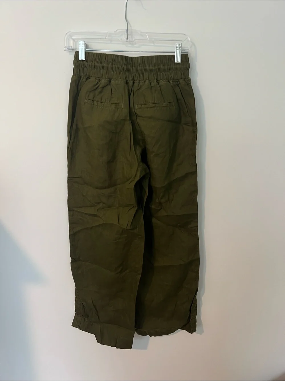 Quince European Linen Wide Leg Pants in Martini Olive Green Women's Size XS